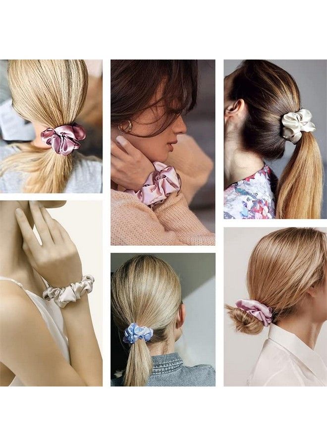 Furbo Mulberry Silk Hair Scrunchies Combo For Women And Girls Rubber Bands Ponytail Holders Hair Elastic Ties Bun Braids Band 22 Momme 6A Grade Assorted Pack Of 7 - Image 3