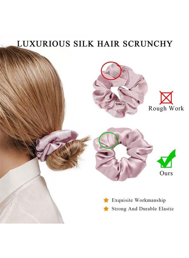 Furbo Mulberry Silk Hair Scrunchies Combo For Women And Girls Rubber Bands Ponytail Holders Hair Elastic Ties Bun Braids Band 22 Momme 6A Grade Assorted Pack Of 7 - Image 5