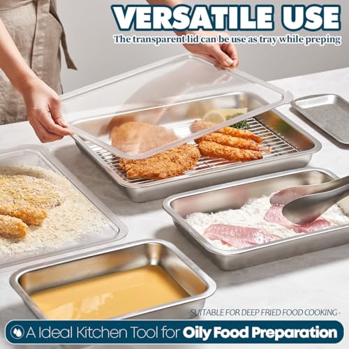 WAGENSTEIGER Stainless Steel Food Prep Container Set with Rack & Transparent Lid, Casserole, Bake Pan, Hotel Pan, For Deep Frying Prep/Marination/Oven Roasting/Buffet Party(No.2) - Image 5