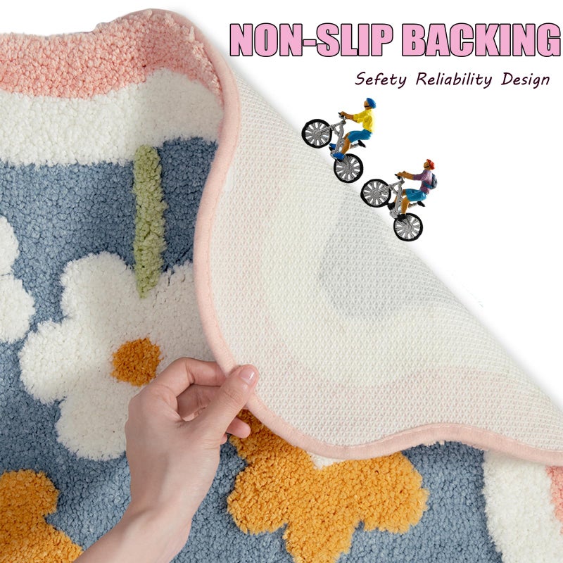 PTAEXCEL Cute Bath Mat, 32" x 20" Extra Soft Pink Bathroom Rugs, High Absorbent Flower Area Rug, Non Slip Machine Washable Bathroom Mat, Great for Indoor Bathtub Bedroom Floor - Image 4