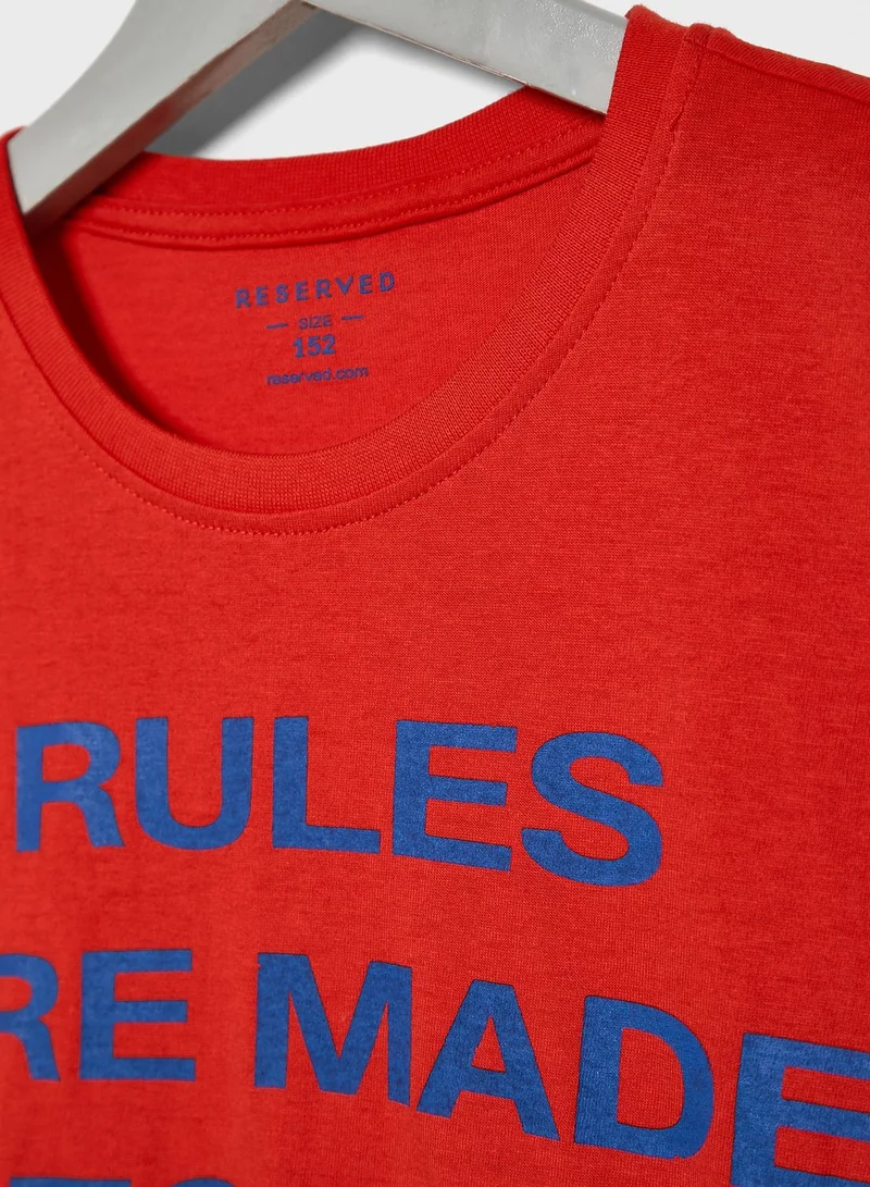 Reserved Kids Slogan T-Shirt