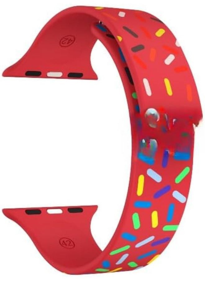 Generic - Ecosystem Colorfull Silicone Watch Band For Apple Watch Ultra 49mm 44mm 45mm, Replacement WristBands for Apple Watch Series 8/ultra/7/SE/6/5/4/3/2/1,iWatch Bands (Red) - Image 1