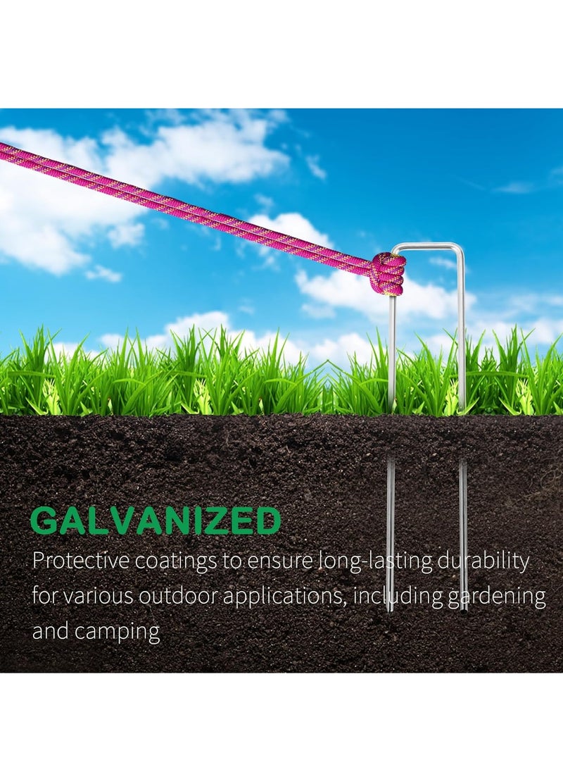 RATSAW - Garden Pegs 100 Pieces 150mm 30mm Galvanised Steel Landscape Staples Strong U Shaped Ground Stakes for Securing Weed Control Membrane Fabric Artifical Grass Matting Netting Hoses - Image 1