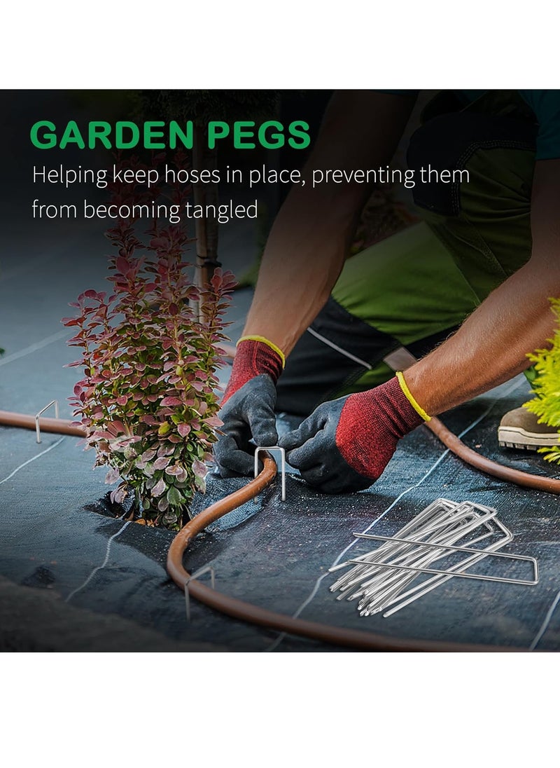 RATSAW - Garden Pegs 100 Pieces 150mm 30mm Galvanised Steel Landscape Staples Strong U Shaped Ground Stakes for Securing Weed Control Membrane Fabric Artifical Grass Matting Netting Hoses - Image 1