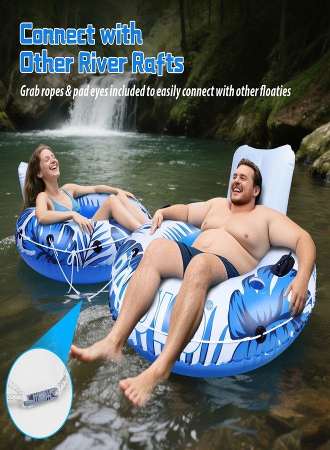 Pafolo Inflatable River Tube Float, XL 53" Pool Float Adult, River Tubes for Floating Heavy Duty with Mesh Bottom, Water Tubes for Floating Lake, Comfortable Backrest & Cup Holders,450 lbs Weight Capacity - Image 3