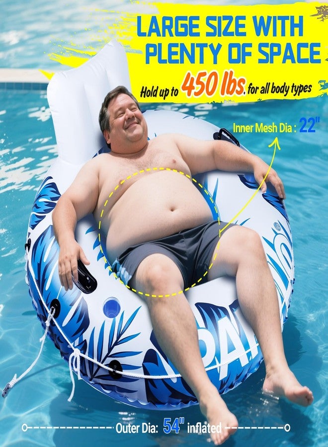 Pafolo Inflatable River Tube Float, XL 53" Pool Float Adult, River Tubes for Floating Heavy Duty with Mesh Bottom, Water Tubes for Floating Lake, Comfortable Backrest & Cup Holders,450 lbs Weight Capacity - Image 2