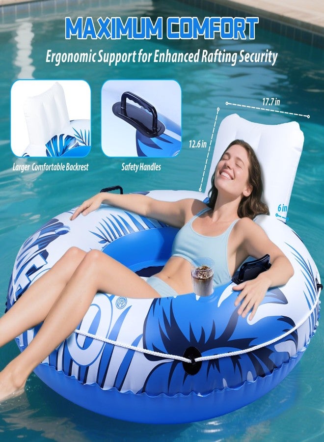 Pafolo Inflatable River Tube Float, XL 53" Pool Float Adult, River Tubes for Floating Heavy Duty with Mesh Bottom, Water Tubes for Floating Lake, Comfortable Backrest & Cup Holders,450 lbs Weight Capacity - Image 5