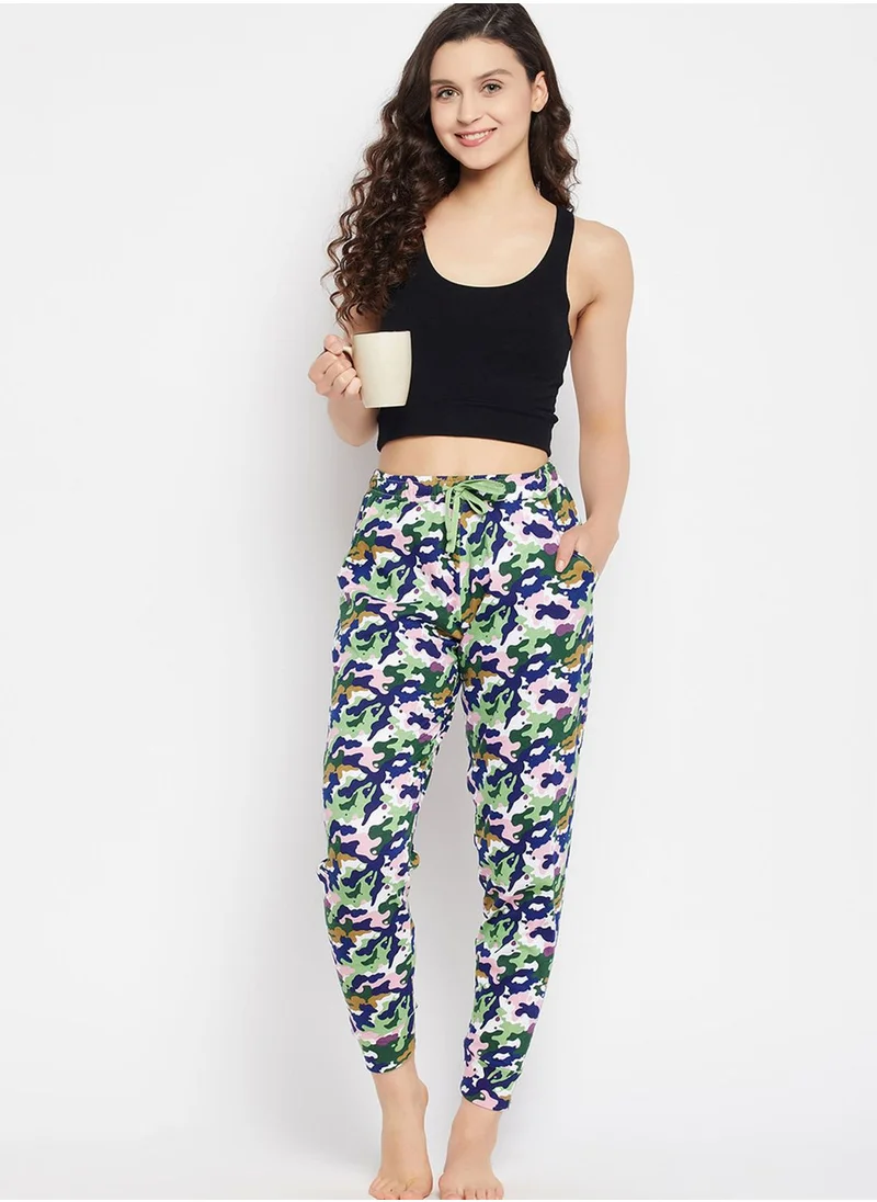 Clovia Printed High Waist Sweatpants
