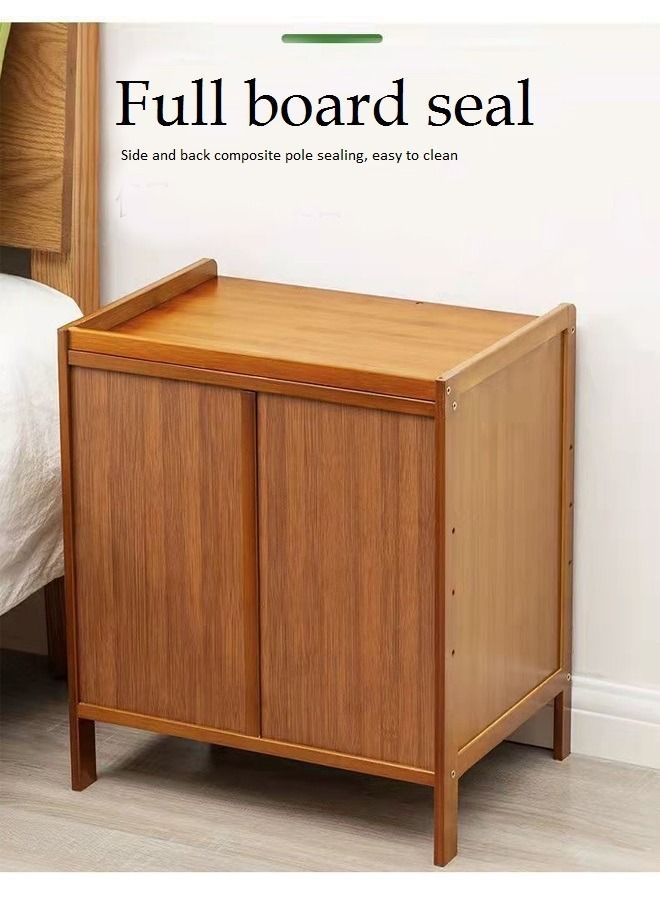 fashionhome خزانة بجانب السرير، طاولة تخزين بسيطة وحديثة، بني، 42 × 31 × 45 سم - Image 3