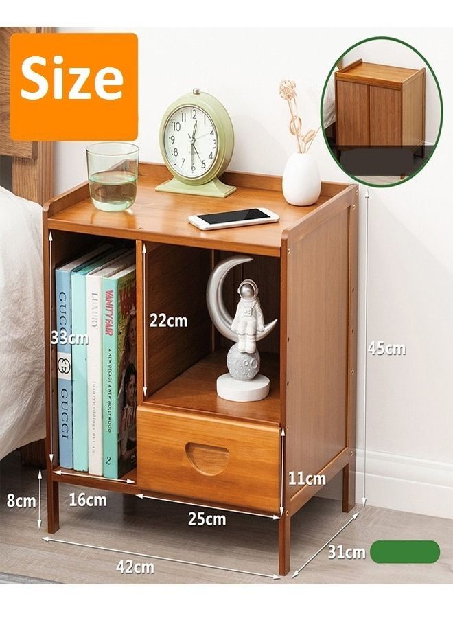 fashionhome خزانة بجانب السرير، طاولة تخزين بسيطة وحديثة، بني، 42 × 31 × 45 سم - Image 2