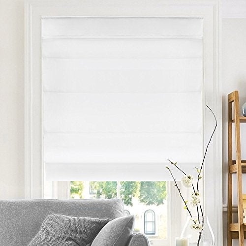 CHICOLOGY Roman Shades for Windows  Window Treatments  Roman Shades  Roman Window Shades  Room Darkening Shades  Window Shades  33W X 64H  Belgian Snow Privacy  Light Filtering