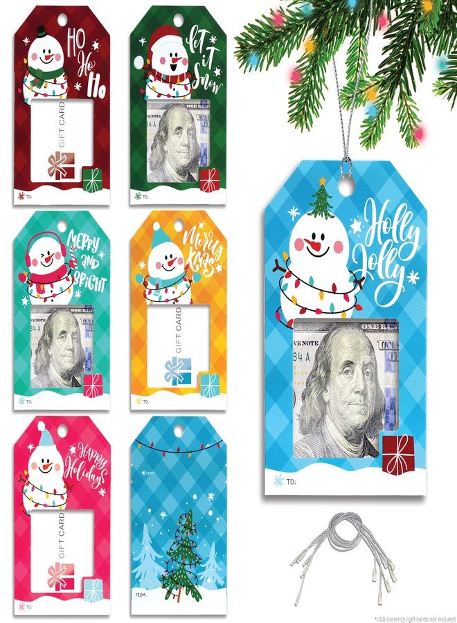 ZipGifts Zip-Open Money Holder Ornaments/Tags w/Clear Plastic Windows & Hang Strings - Christmas | Cash & Gift Card | 6 Pack - Image 1
