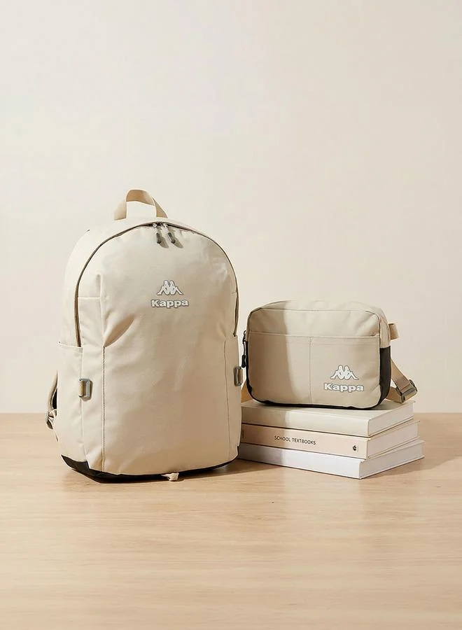 Kappa Logo Print School Backpack For Kids 13 Years+ With Adjustable Straps With Pencil Pouch - 15x27x27 CM