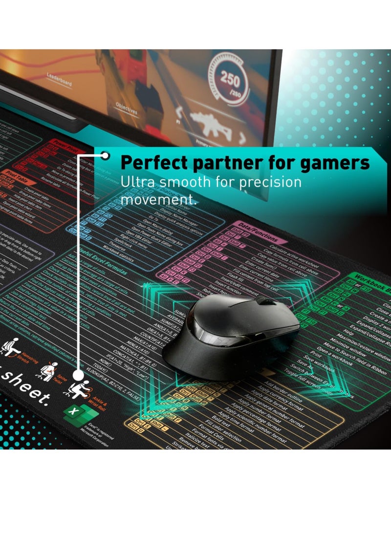 Large Excel shortcut key XXL mouse pad 900*400*3mm laptop game pad desk pad - Image 3