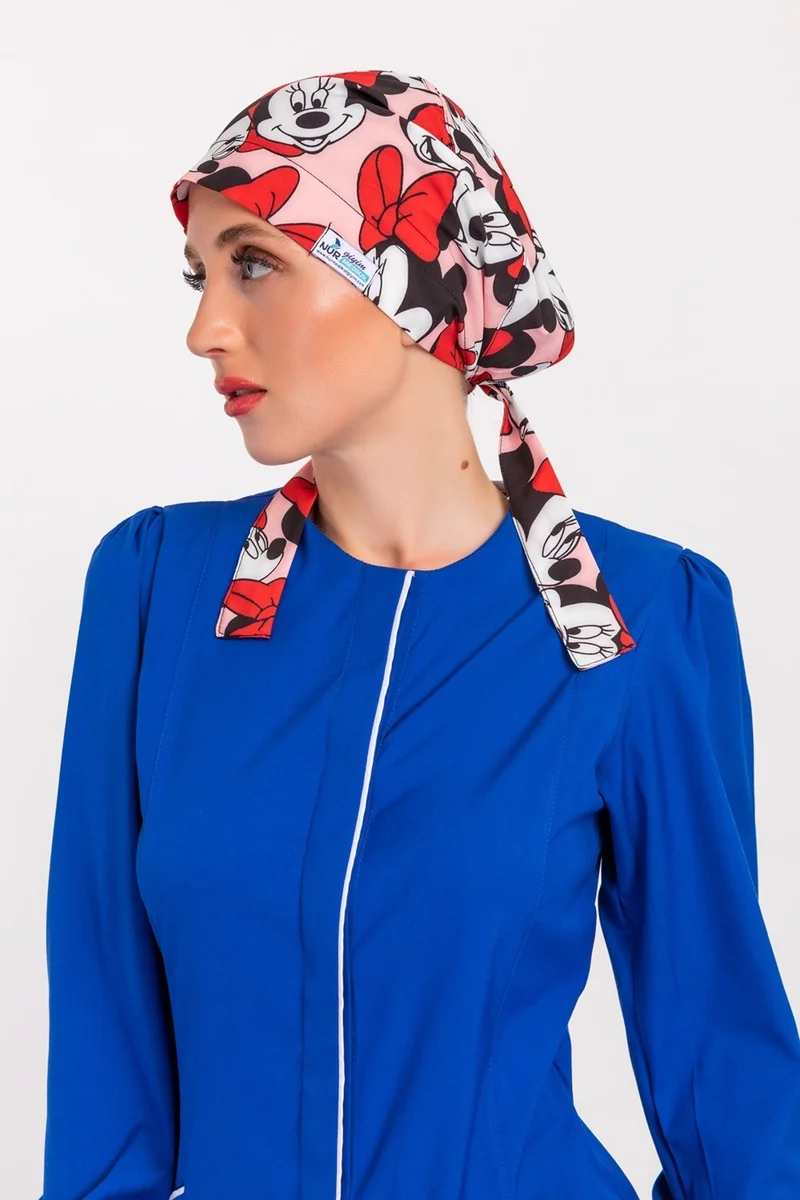Nur Medikal Giyim Nur Medical Clothing Hijab Nurse Bonnet - Powder Mickey