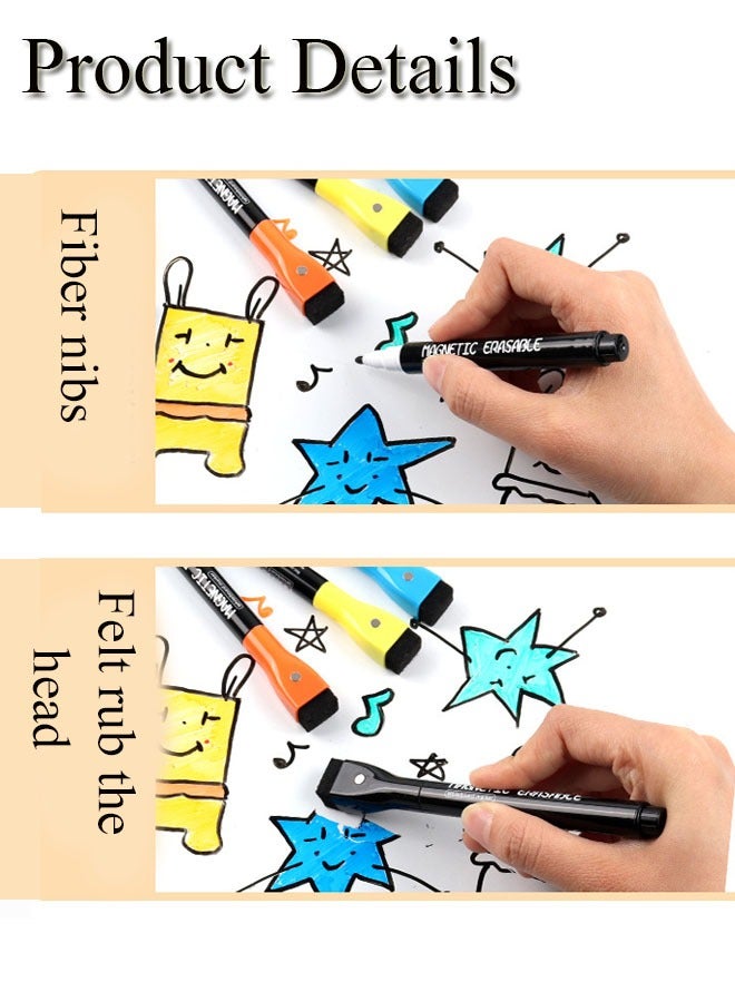 GBQ 12PCS Dry Erase Marker, Erasable Whiteboard Marker, Dry Erase Marker with Eraser Cap, With Magnetic Dry Erase Marker, For Kids Office School Supplies Multicolor  - Image 3