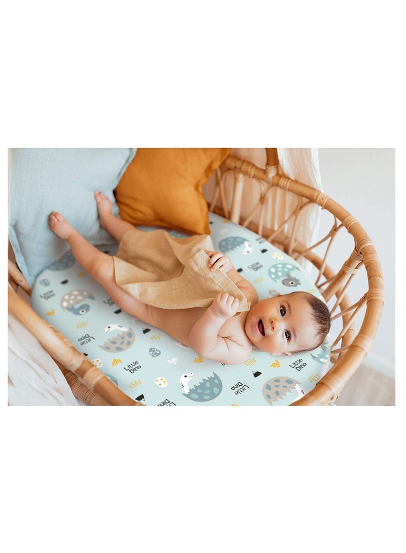 الأزرق جي دبليو Stretchy Ultra Soft Fitted Bassinet Sheet Set 2 Pack, Universal Fit for Baby Cradle Basket Oval Rectangle Pad Mattress Girls and Boys - Image 2