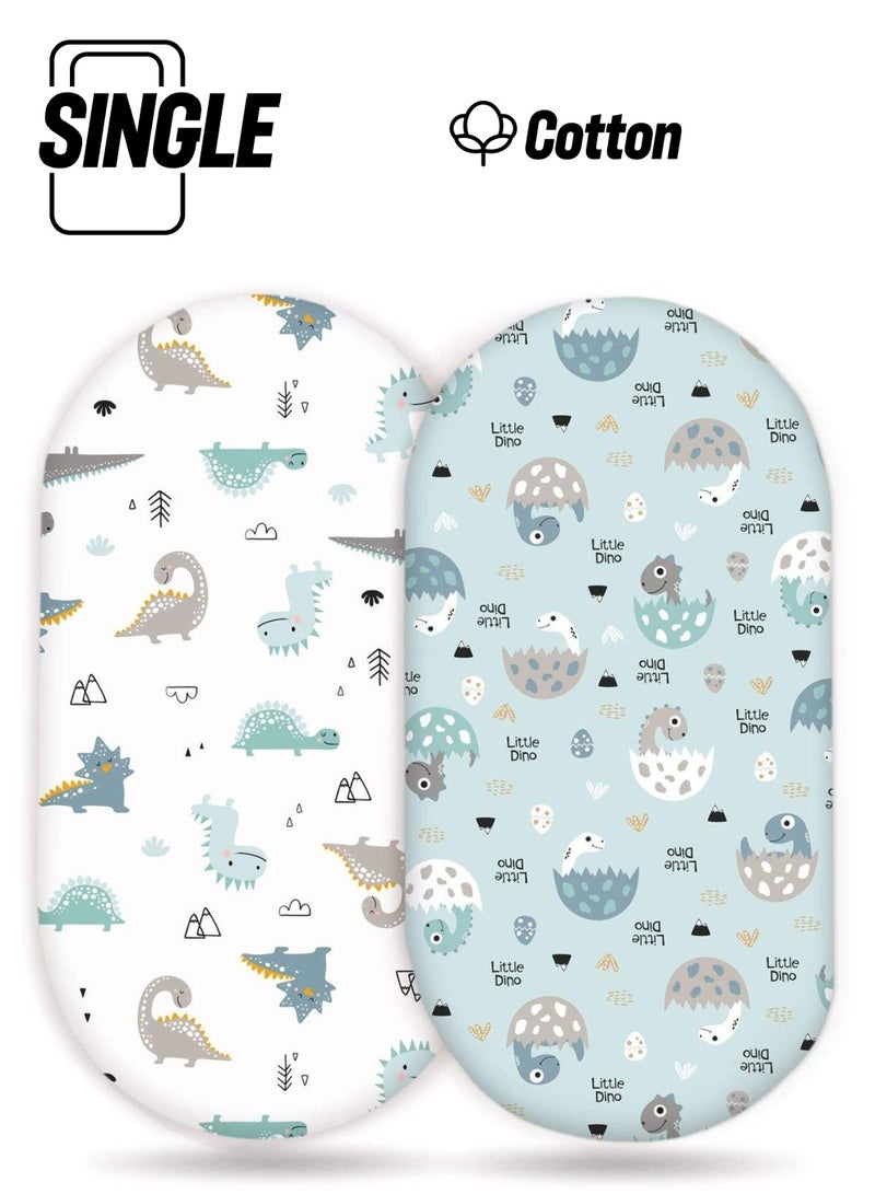 الأزرق جي دبليو Stretchy Ultra Soft Fitted Bassinet Sheet Set 2 Pack, Universal Fit for Baby Cradle Basket Oval Rectangle Pad Mattress Girls and Boys - Image 1