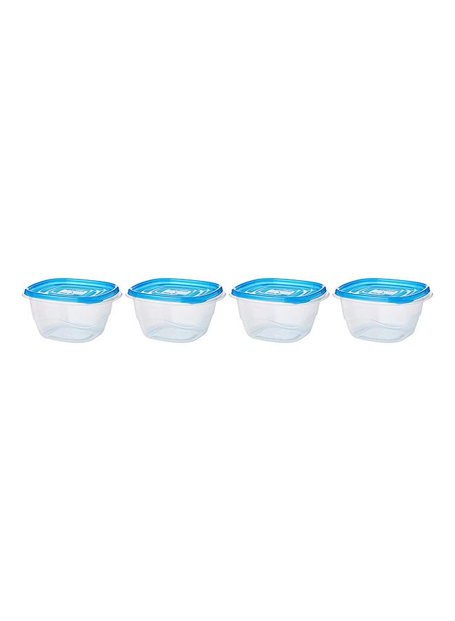 Takealongs 1.2L Deep Square 4 Pack Food Storage Containers 1.2 Litre Clear With Blue Lid