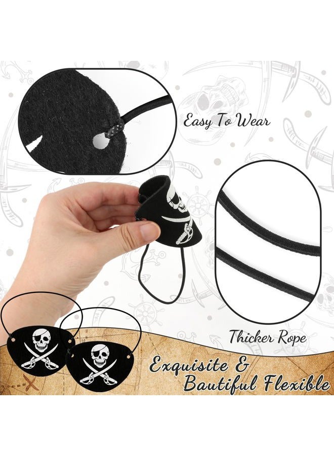 Scotamalone Halloween Pirate-Accessories Pirate-Party Favors Supplies for Men Women Includes Two Red Piratehead Bandana And Two Black Pirate-Eye Patches - Image 3