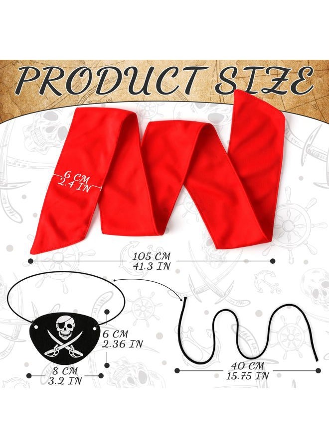 Scotamalone Halloween Pirate-Accessories Pirate-Party Favors Supplies for Men Women Includes Two Red Piratehead Bandana And Two Black Pirate-Eye Patches - Image 4
