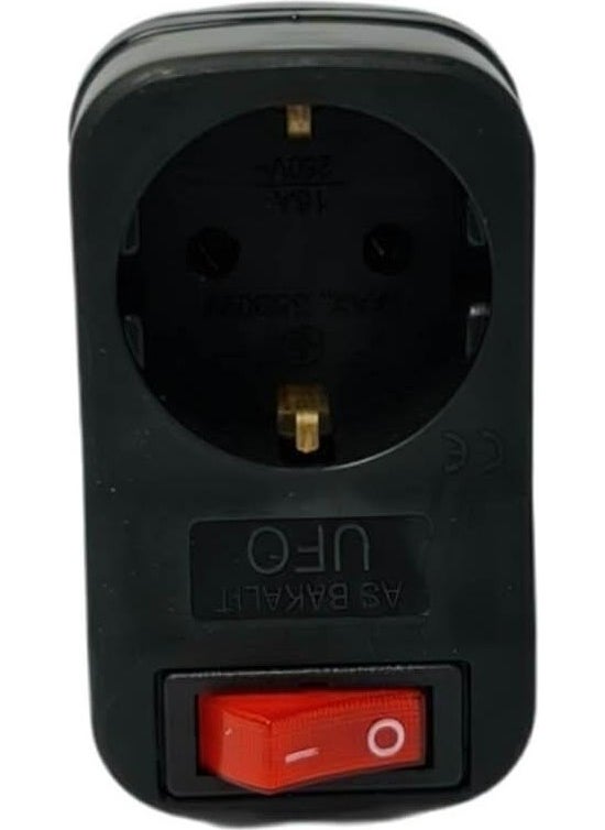 EC Shop Ufo Switch Socket Single Black Surge Protected 3500W Ufo Single Current  - Image 2