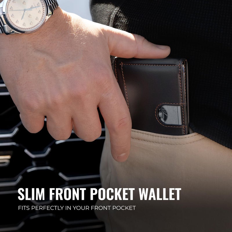 Kingly Cash Clip Slim Leather Wallet for Men with RFID Blocking & Money Clip - Minimalist Front Pocket Bifold Wallet Holds 12 Cards - Secure Card Holder with Easy Access Pull Tab - Image 3