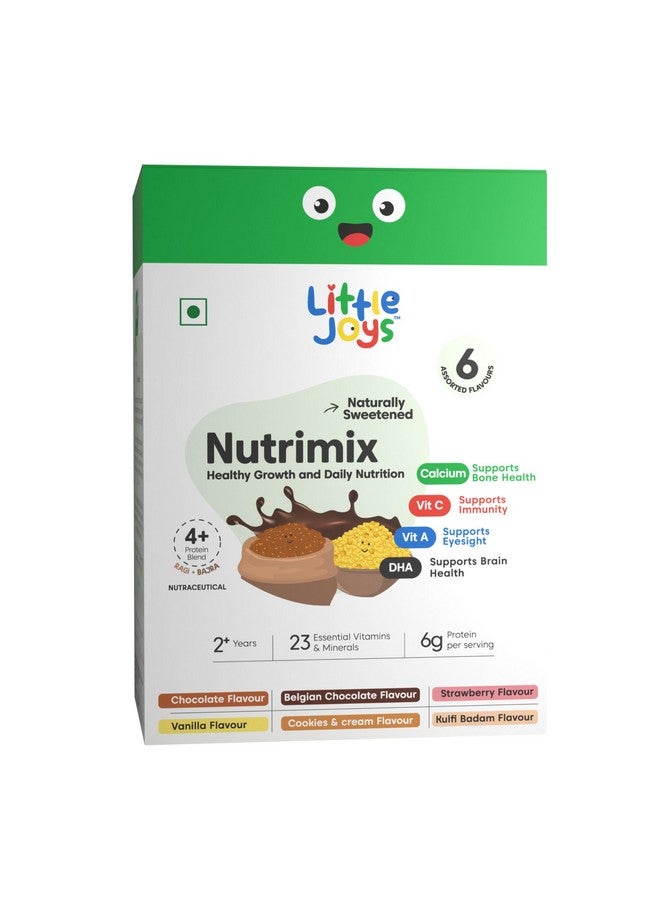 Little Joys Nutrimix Nutrition Powder Trial Box | 6 Flavours | 2-6 Years | Zero Refined Sugar | Supports Healthy Growth & Boosts Immunity | With Ragi, Bajra, Almonds & Oats - Image 1