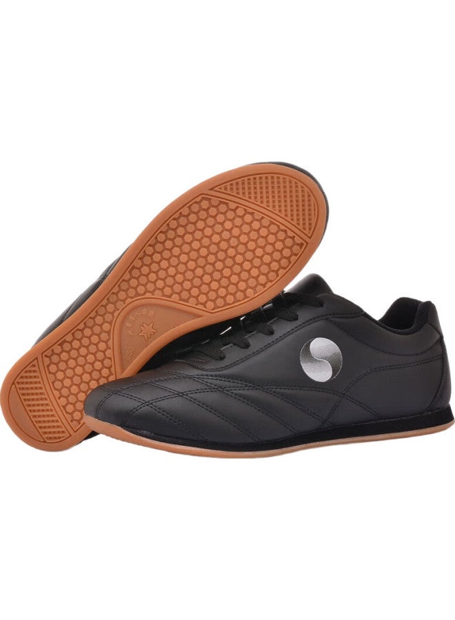 Double Star Eight Special Tai Chi Taekwondo Practice Cowhide Thick-Soled Middle-Aged And Elderly Men And Women Square Martial Arts Soft Leather Sports Competition Training Shoes - Image 1