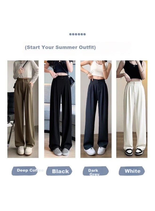 LANG SHA Langsha Black Women's Suit Pants, New Style, Office Commute High-end Feel, Straight-leg Slimming Thin High-waist Wide-leg Trousers - Image 3