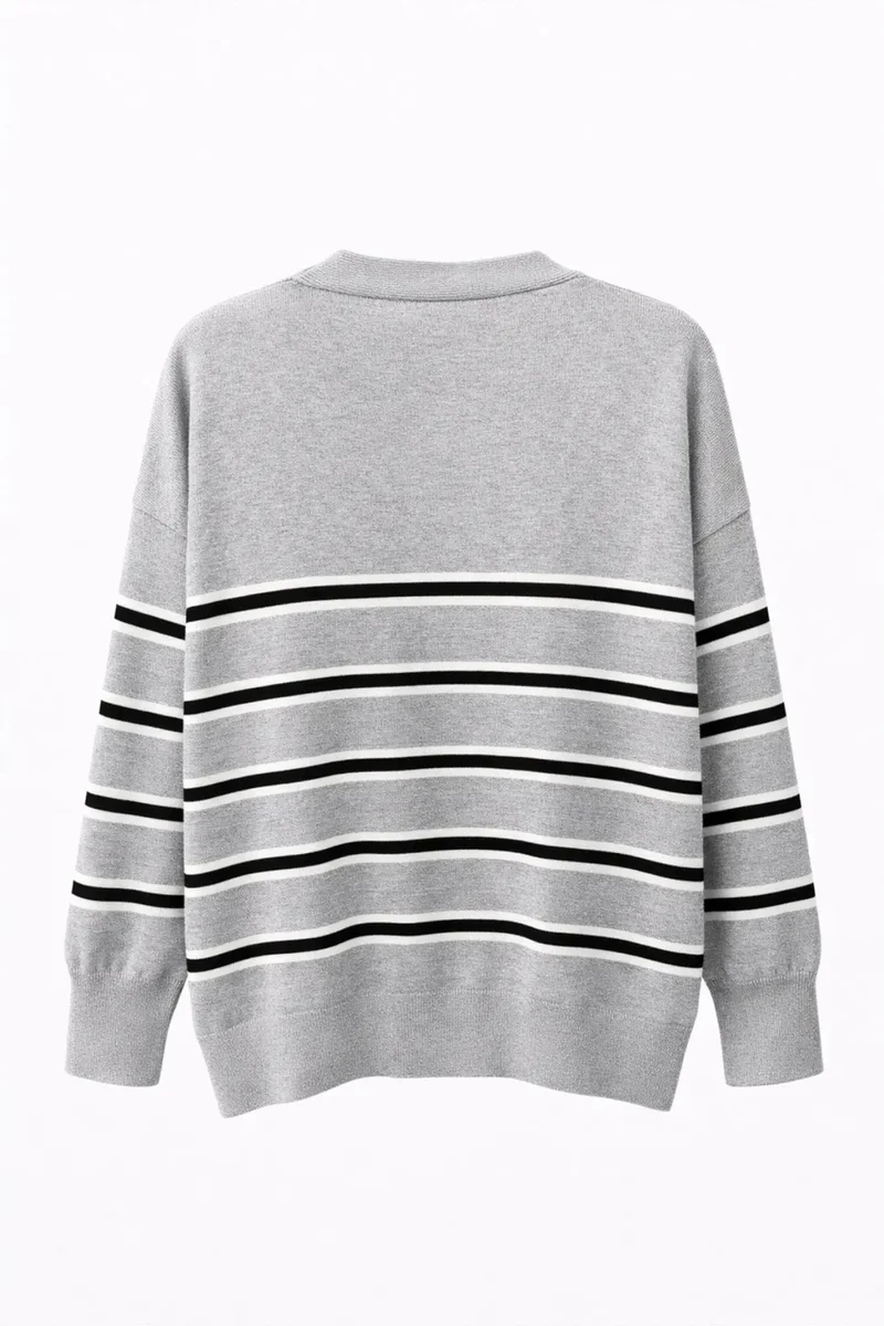 Mixray MIXRAY Women's Striped V-Neck Cardigan