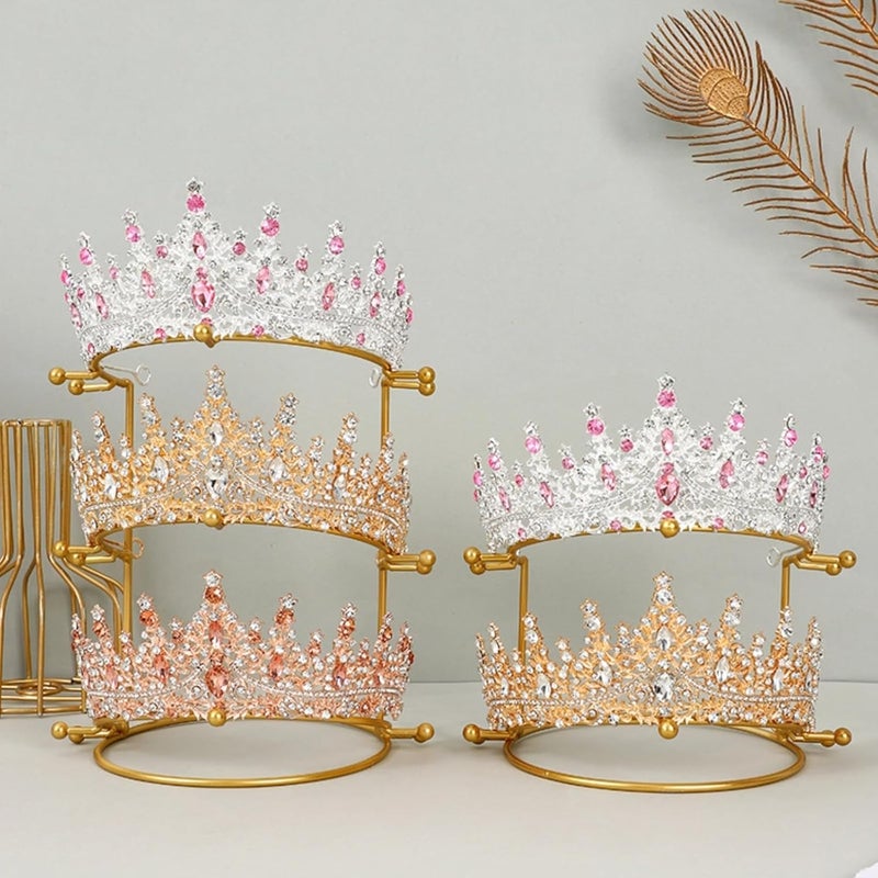 minkissy Crown Display Stand Metal Brackets Hair Accessories Organizer Box Girls Crown Hair Tie Organizer Threetiers Crowns Headband Jewelry Holder Hair Ring Holder Headwear Organizer - Image 2