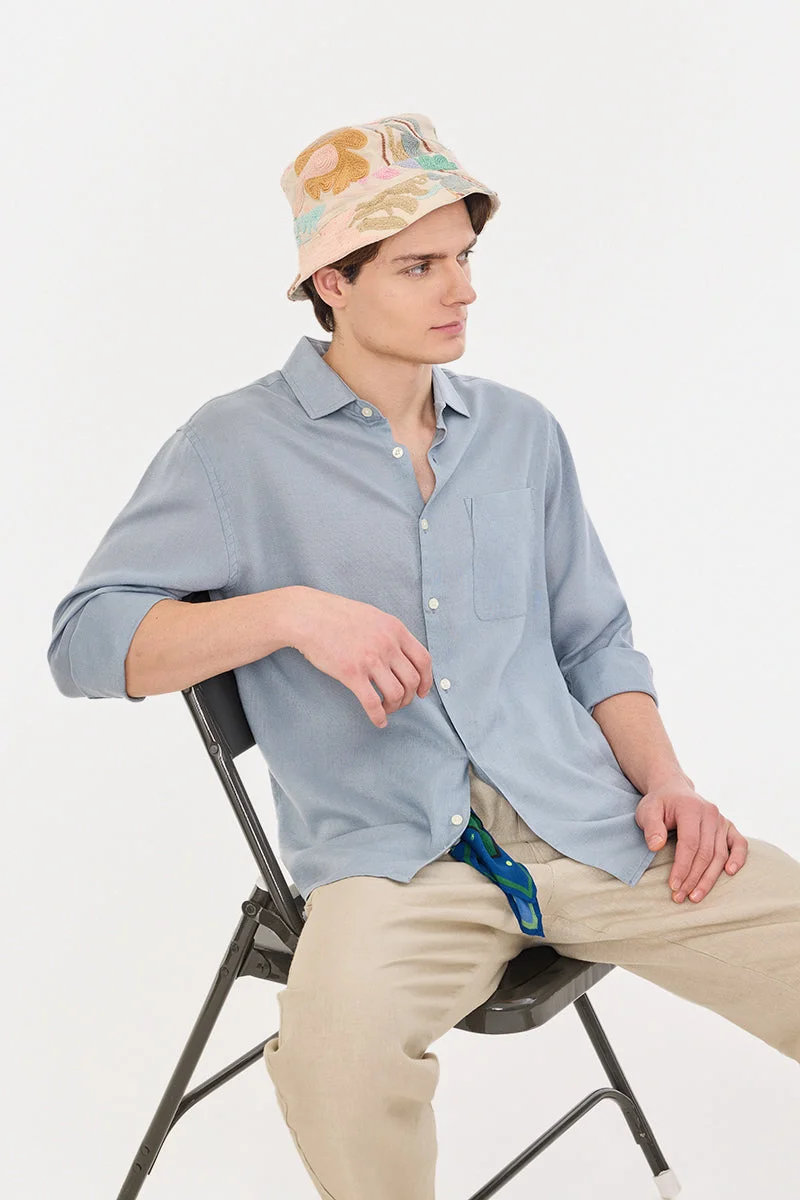 سنيتش قميص بقصة عادية من مزيج الكتان