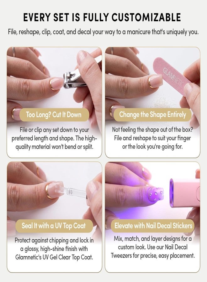Glamnetic Glamzilla False Nails - Am I Rich | Short Nude Almond False Nails with Gold Foil, Professional Quality | 15 Sizes - Kit of 30 Nails with Glue - Image 5