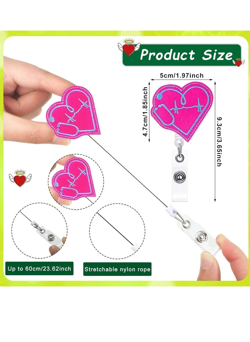 Generic 4 Pcs Nurse Badge Reels Felt Retractable Badge Reels Themed Badge Holders Gift for School Nurses Students ID Badges Name Cards Lanyards Holidays(Lovely Style)  - Image 2