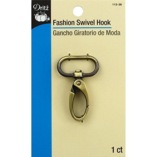 Dritz 113-38 Small Swivel Hook & D-Ring, 1-Inch, Antique Brass - Image 1