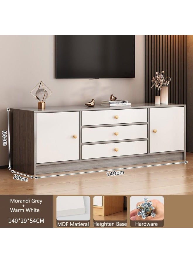 طاولة تلفزيون حديثة، حامل مكتب تلفزيون متعدد الوظائف مع 5 أبواب خزانة للتخزين، حامل تلفزيون خشبي للمنزل، غرفة معيشة ترفيهية وغرفة ألعاب ووسائط (DSG018-140) - Image 3