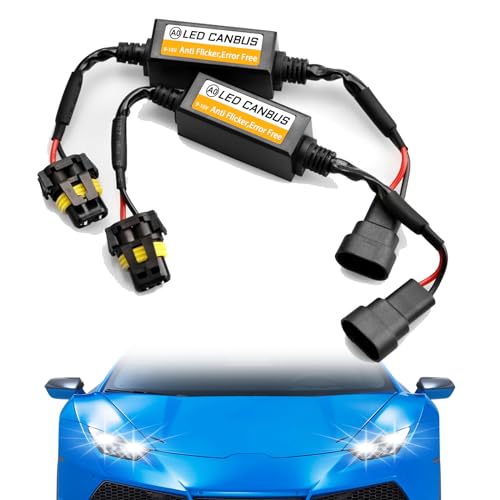 Hirificing 2PCS Car LED Headlight Decoder, 9006/9005 Blinker Resistor Hid LED Conversion Kit Warning Error Decoder Universal Anti Flicker Relay Canceller Capacitor Resistor Harness Adapter（9006/9005） - Image 1