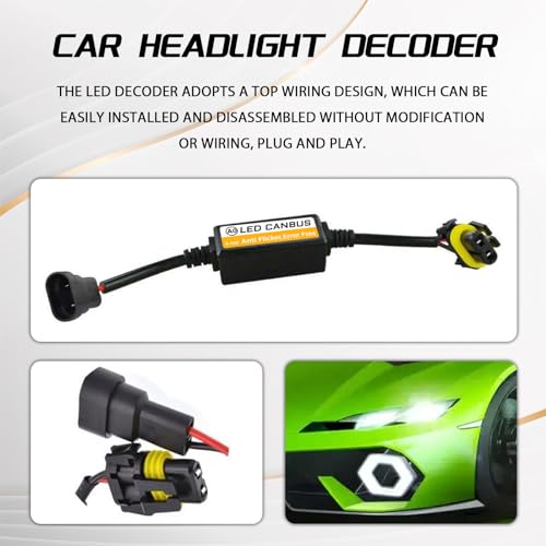 Hirificing 2PCS Car LED Headlight Decoder, 9006/9005 Blinker Resistor Hid LED Conversion Kit Warning Error Decoder Universal Anti Flicker Relay Canceller Capacitor Resistor Harness Adapter（9006/9005） - Image 4