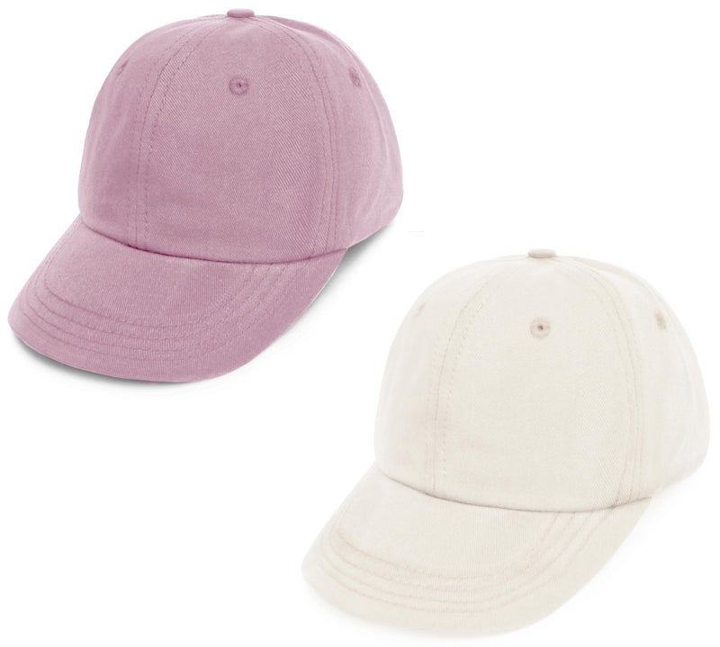 ENBAOHUI 2 Packs Toddler Boys Girls Baseball Summer Hat Kids Baseball Cap Baby Sun Hat Cotton Dustypink&White 0-4T - Image 1
