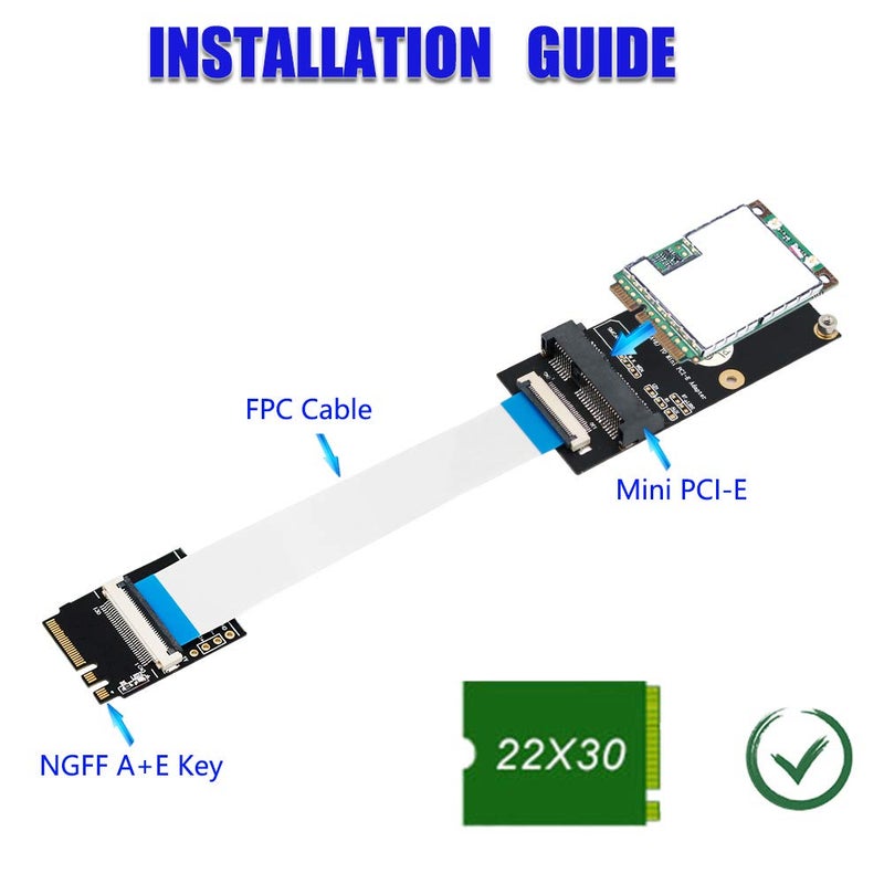 Mustpoint M.2 (NGFF) Key A/E/A+E to Mini PCI-E Adapter with FFC Cable - Image 3