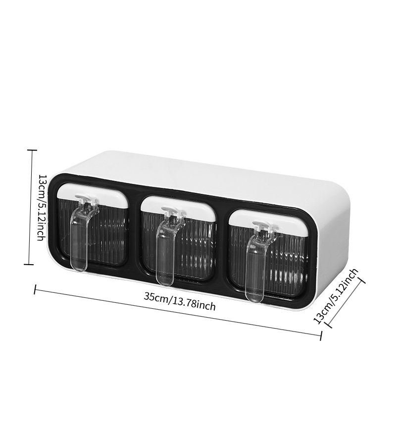 White 3 Compartment Wall Mount Spice Rack No Nail Adhesive Pull Out Shelves - Image 3