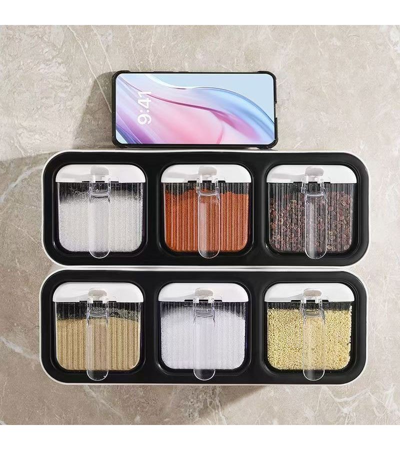 White 3 Compartment Wall Mount Spice Rack No Nail Adhesive Pull Out Shelves - Image 4