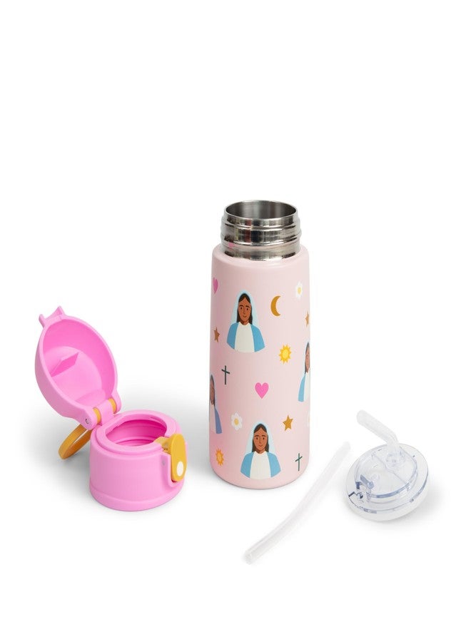 Be A Heart Mary Water Bottle for Kids Stainless Steel 13.5 oz Pink - Image 4