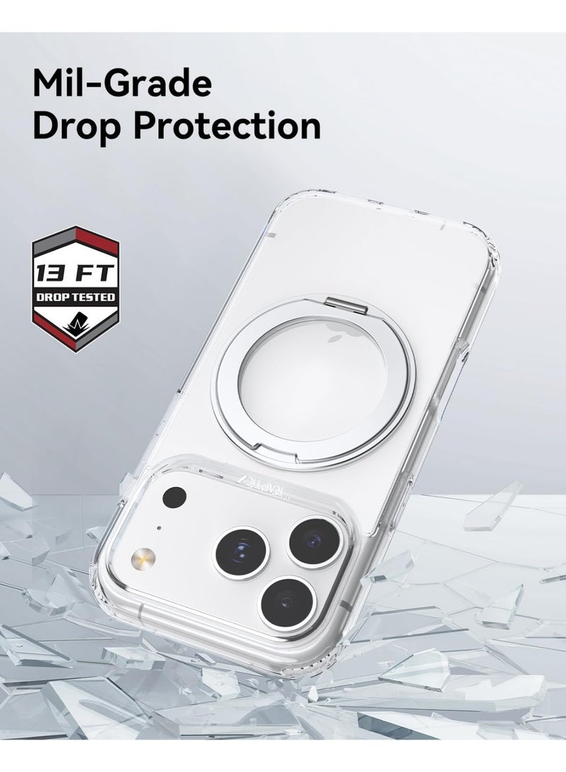 RAPTIC Air Stand for iPhone 17 Pro MAX Case [MagSafe] Cover 360 Rotatable Ring Kickstand [13 Feet Drop tested] Mil Grade - Clear - Image 2