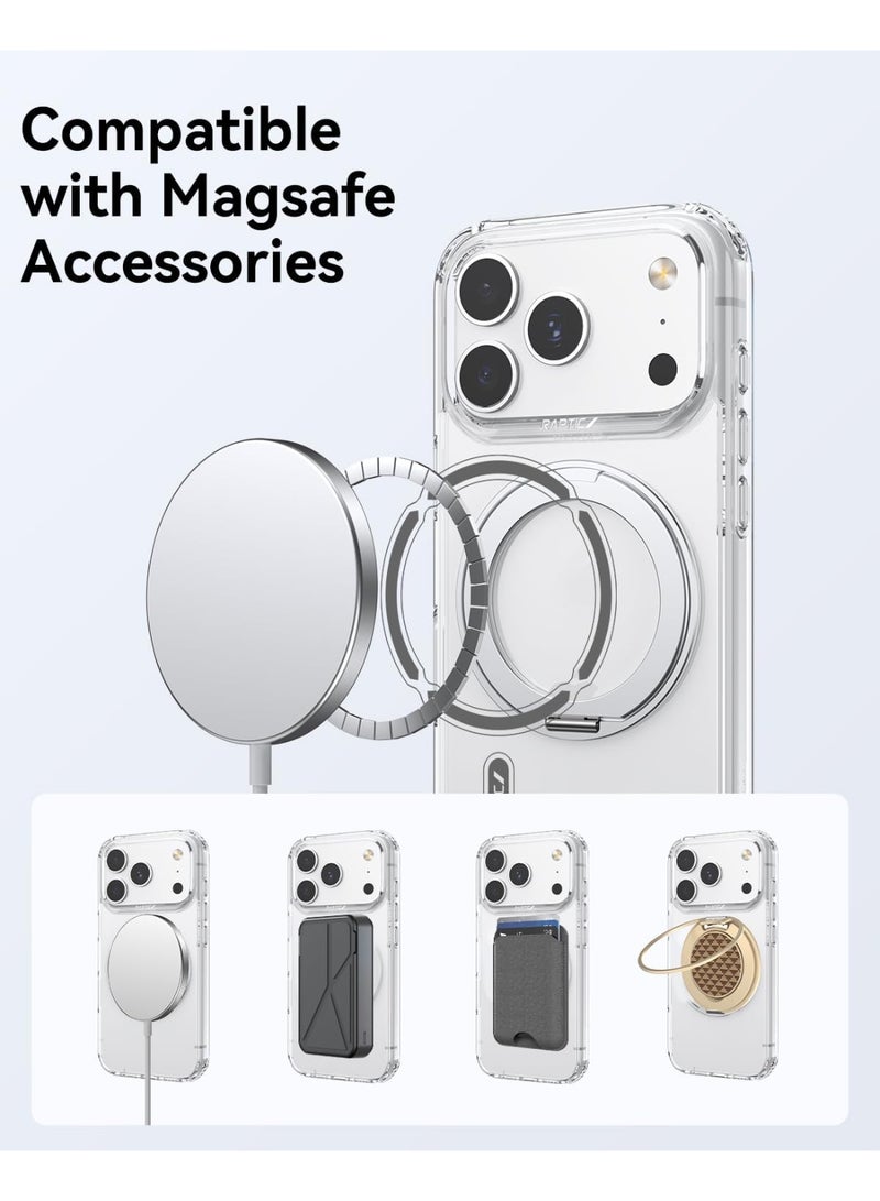 RAPTIC Air Stand for iPhone 17 Pro MAX Case [MagSafe] Cover 360 Rotatable Ring Kickstand [13 Feet Drop tested] Mil Grade - Clear - Image 5