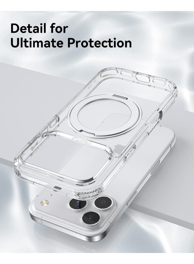 RAPTIC Air Stand for iPhone 17 Pro MAX Case [MagSafe] Cover 360 Rotatable Ring Kickstand [13 Feet Drop tested] Mil Grade - Clear - Image 3