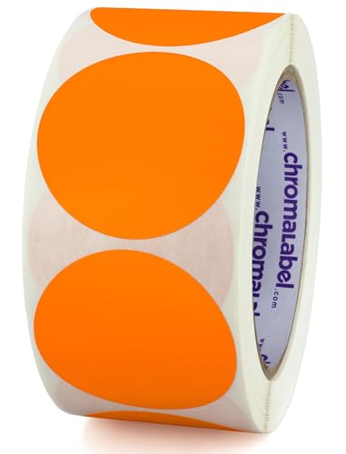 ChromaLabel 2 Inch Round Color Coded Stickers, Permanent Colored Circle Sticker for Arts and Crafts, Color Coding Label Sticky Dots - 500 Colored Stickers per Roll, Orange Label Sticker - Image 1