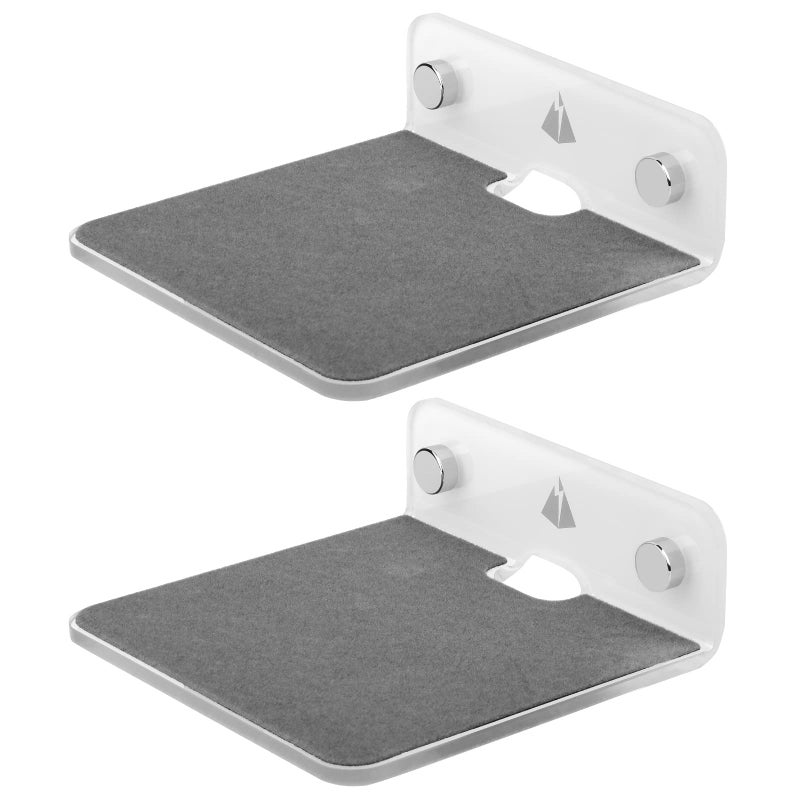 TXEsign Floating Speaker Shelf  Small Wall Mount for Speakers Webcams Displays  Acrylic Shelf in Silky White  Transparent