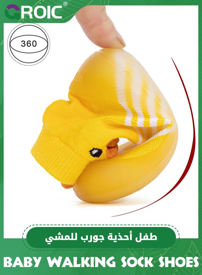 GROIC Baby Rubber Sole Non-Skid Walking Sock Shoes,Baby ShoesSneakers,Gifts for Newborn Infants,Baby Sock Shoes,Slip Indoor Floor Slipper,Walking Trainers Shoes for Baby(Yellow) - Image 4